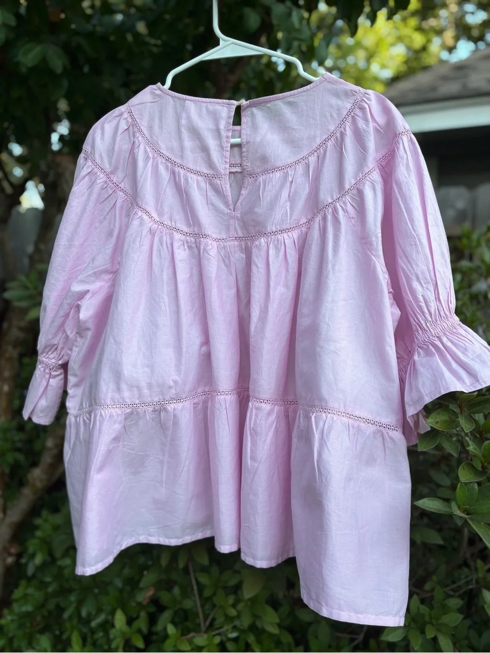 MERLETTE NWOT Sol Top in Pink Peony Babydoll Tiered Size Small
